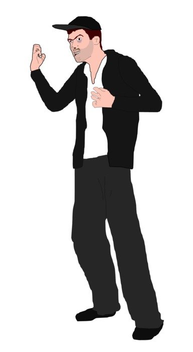 man in a black suit on a white background