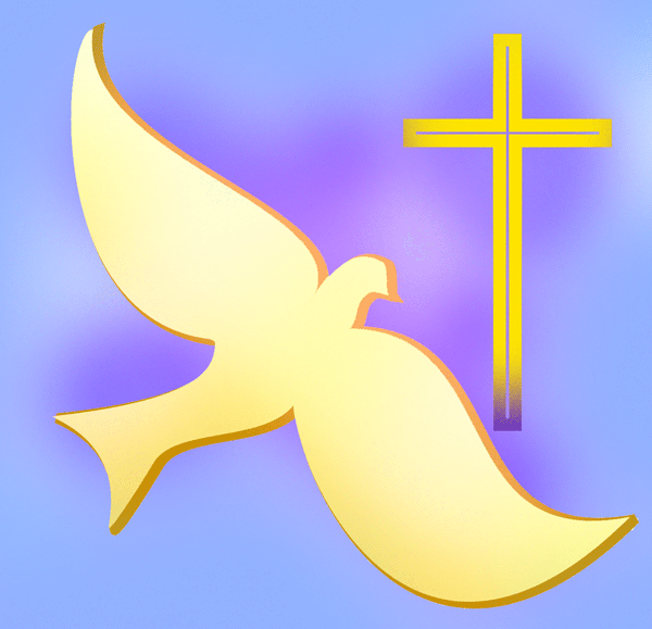 Classic Dove And Cross Symbols Of Christian Faith Gold On Blue free ...