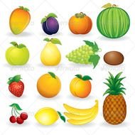 Cartoon Fruits Set &ndash; Illustrations Isolated On White Background