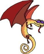 drawn brown dragon with protruding tongue