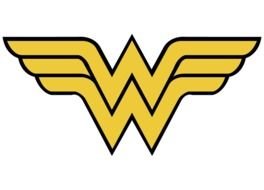 yellow super woman symbol on a black background