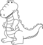 And White Alligator Facing Left Black