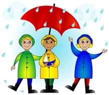 funny people under an umbrella as a picture for clipart