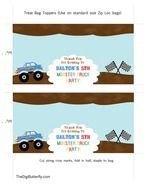 Monster Truck Party Personalized Treat Bag Toppers