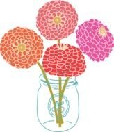 red pink and purple Modern Flower in vase drawing