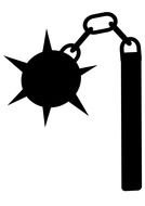 black silhouette of a mace on a white background