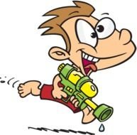 Clip art of boy is playing with water gun