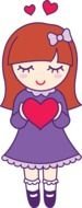 cartoon girl with a heart