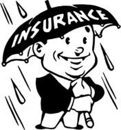 cartoon man under insurance umbrella