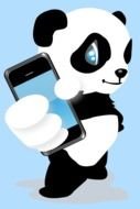 clipart of the panda is holding a phone