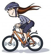 Cyclist, young girl riding bike, drawing