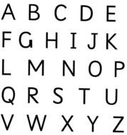 English alphabet on the white background