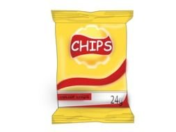 yellow packaging of chips on a white background