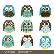 Fun Owls Turquoise And Brown 9 Png By Craftshackdesign