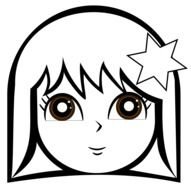 cartoon head of a girl with a star hairpin as clipart