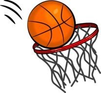 basketball ball in the hoop