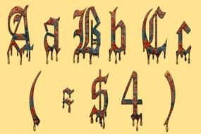 alphabet in a gothic style as clipart