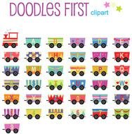 Train Alphabet And Numbers Set Digital For Scrapbooking Card