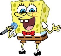cartoon Spongebob with microphone