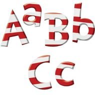 striped letters of the English alphabet on a white background