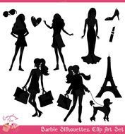 Barbie Black Silhouettes Set By 1everythingnice On Etsy