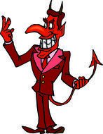drawing of the devil in a suit