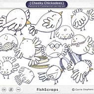 Bird Cheeky Chickadees Digital Graphics Cute