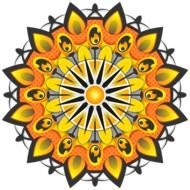 painted orange mandala on a white background