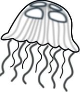 Black And White Clipart of the jellyfish