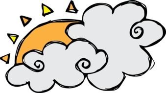 drawn in pencil clouds and sun