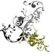 clipart of curly colored pattern on a black background