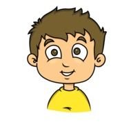 drawn smiling boy in a yellow t-shirt