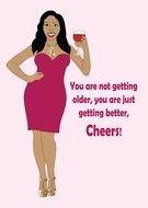 beautiful girl with a glass of red wine as a graphic image