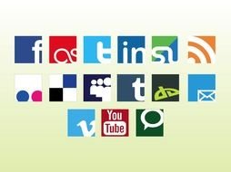 Social Web Logos at green background