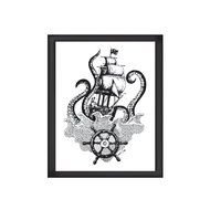 Octopus Ship Art drawing