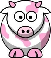 cartoon pink and white cow