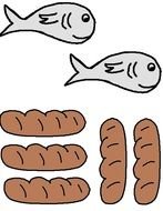 Brown Paper and fish Lunch drawing