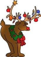 cartoon deer with Christmass decorations