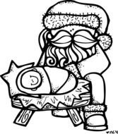 Black And White clip Art of melonheadz christmas