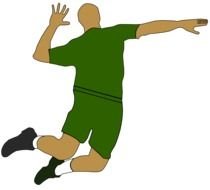 drawing of a volleyball player in a jump