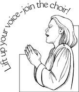 clipart of singing girl in choir