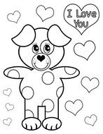 Cute Puppy Love Coloring Page For Kids drawing