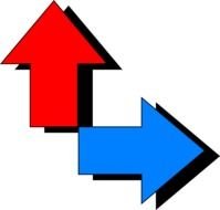 drawn red and blue arrows in different directions