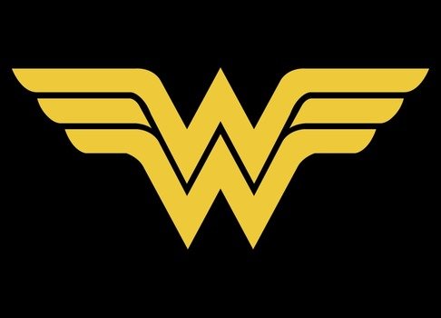 yellow super woman symbol on a black background