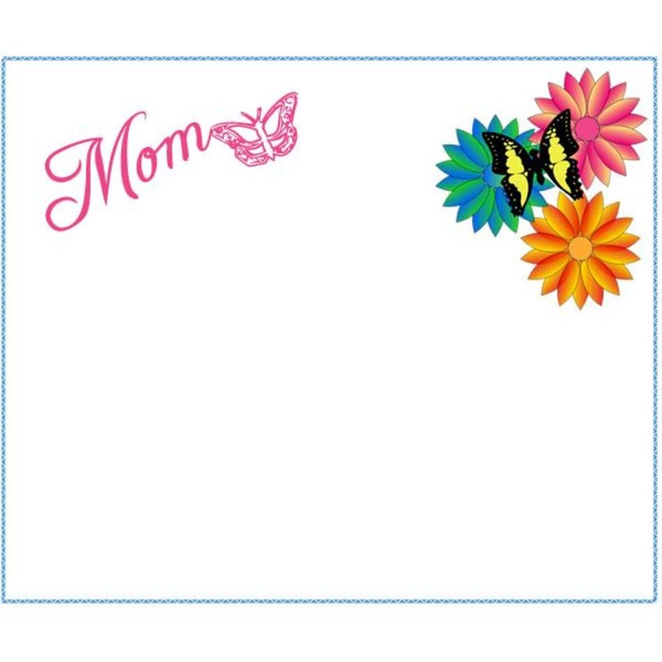 Colorful Flowers And Butterfly Border