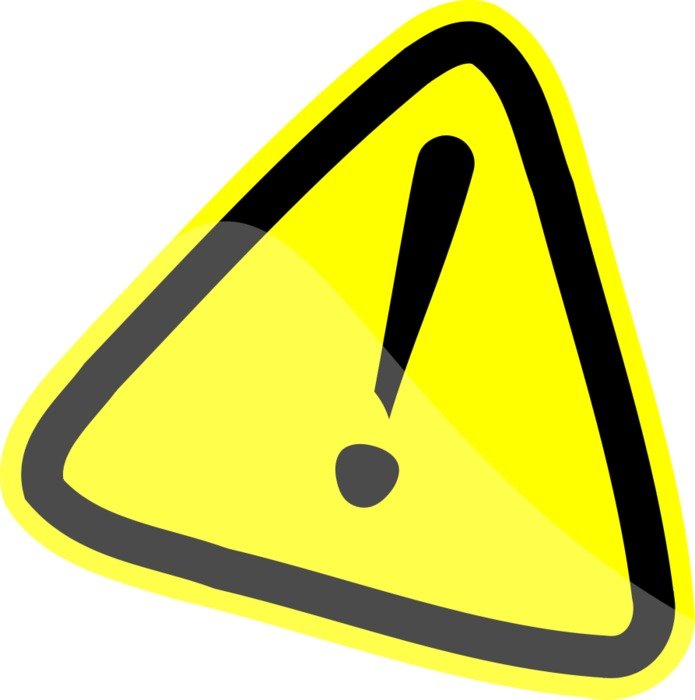 yellow warning sign on the white background