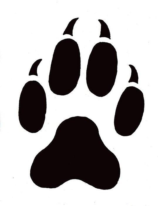 Silhoutte of the the paw of coyote clipart