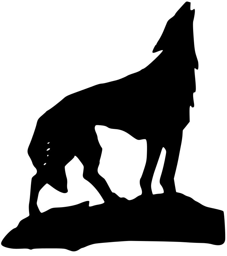 Wolf with head up, Black silhouette