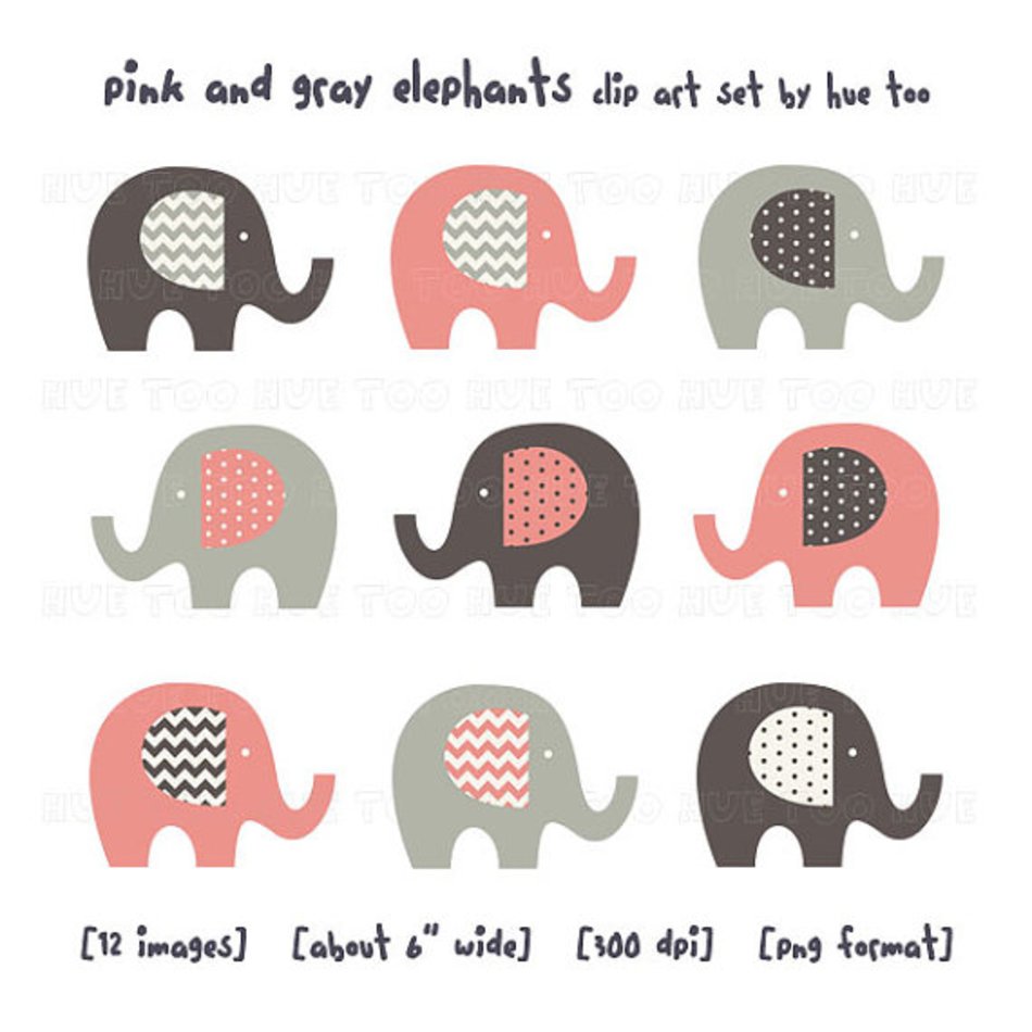 Pink And Gray Elephant Girls Chevron Polka Dots Cute Images