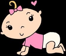 drawing of a newborn baby girl on a black background